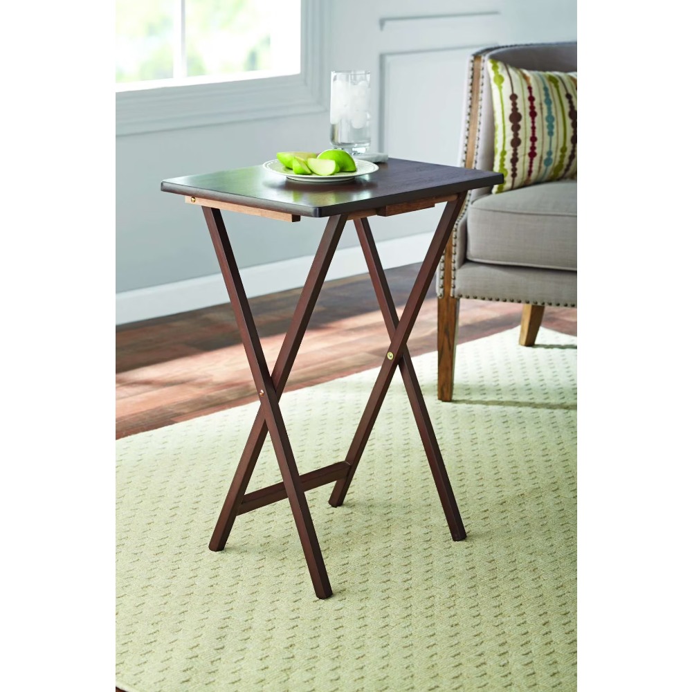 Desk Setup Desk - Rubberwood Folding TV Tray Table with