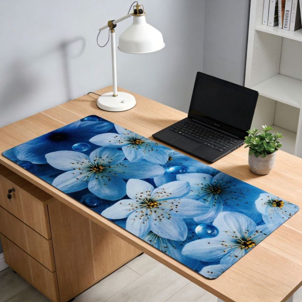 Desk Setup Designer - Aesthetic table mat with exquisite blue