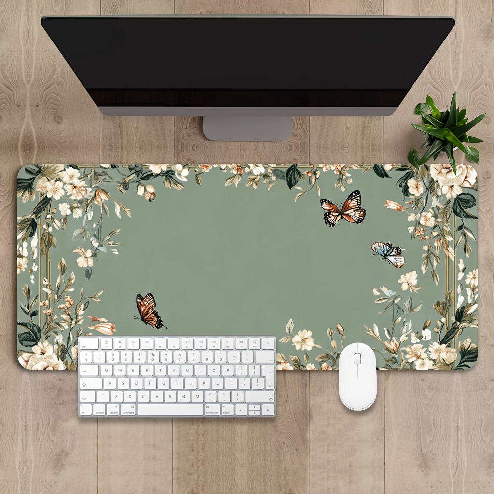 Desk Setup Designer - Plant table mat with butterfly pattern