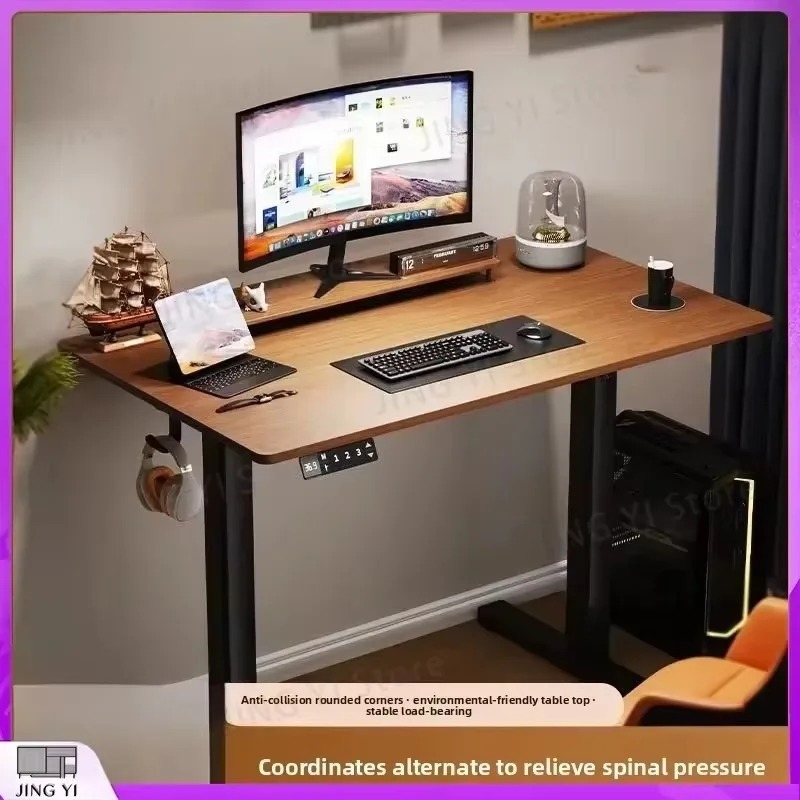 Desk Setup In Office - Electric Height Adjustable Standing Desk Solid