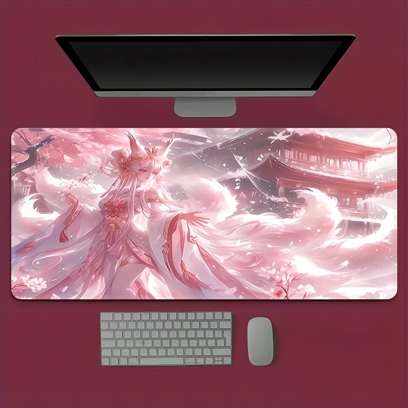 Desk Setup Designer - Anime Fox Girl Desk Mat, Extended