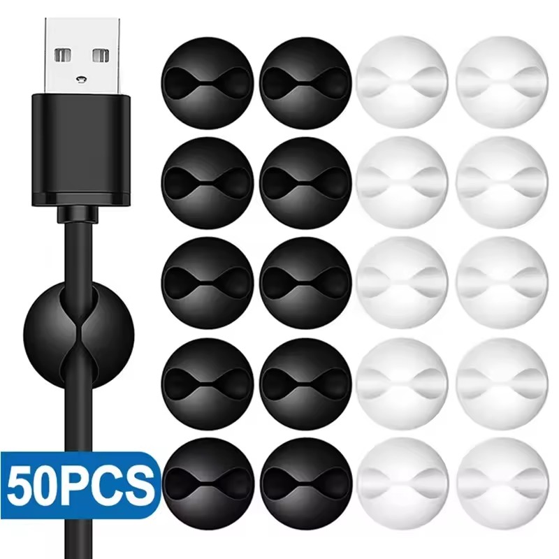 Desk Setup Organization - 5/50Pcs Desktop Wall Cable Clips Wire