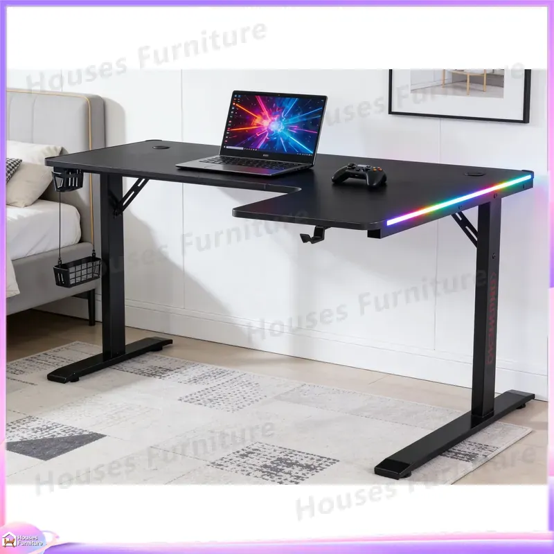 Desk Setup In Office - Large 160cm Gaming Desk with LED