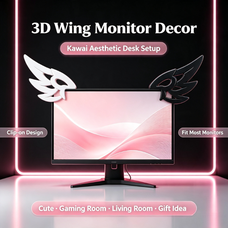 Kawaii 3D Wing Decor for Compu - Setup Desk Monitor ulasan dan harga