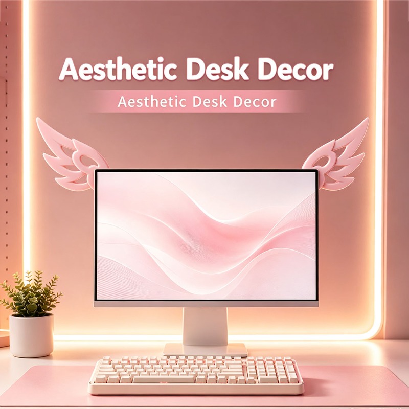 Kawaii 3D Wing Decor for Compu - Setup Desk Monitor ulasan dan harga