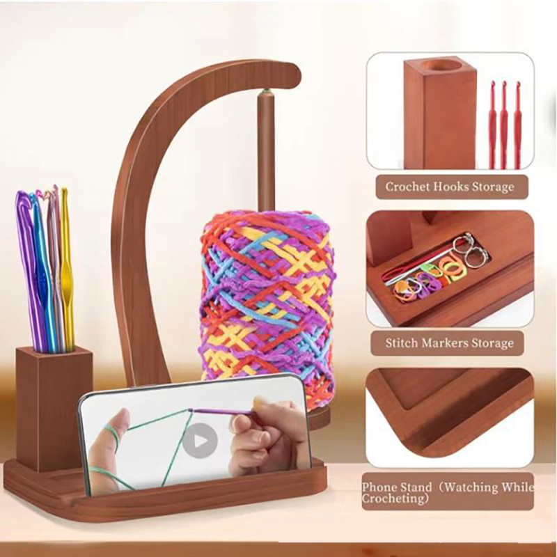 In Stock Wooden Rotating Yarn  - Desk Setup Organization ulasan dan harga
