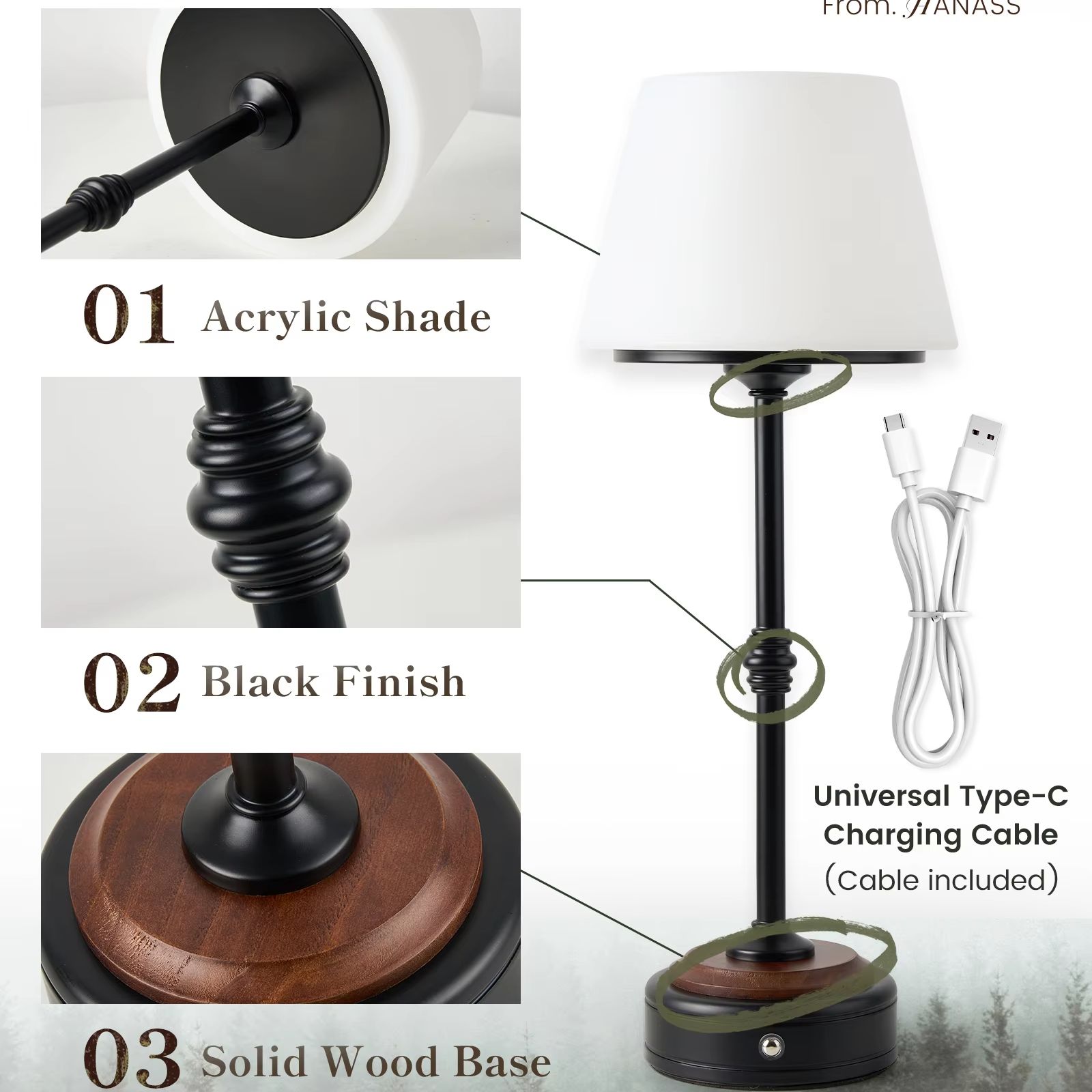 Cordless Table Lamps Set of  5 - Desk Room Setup ulasan dan harga