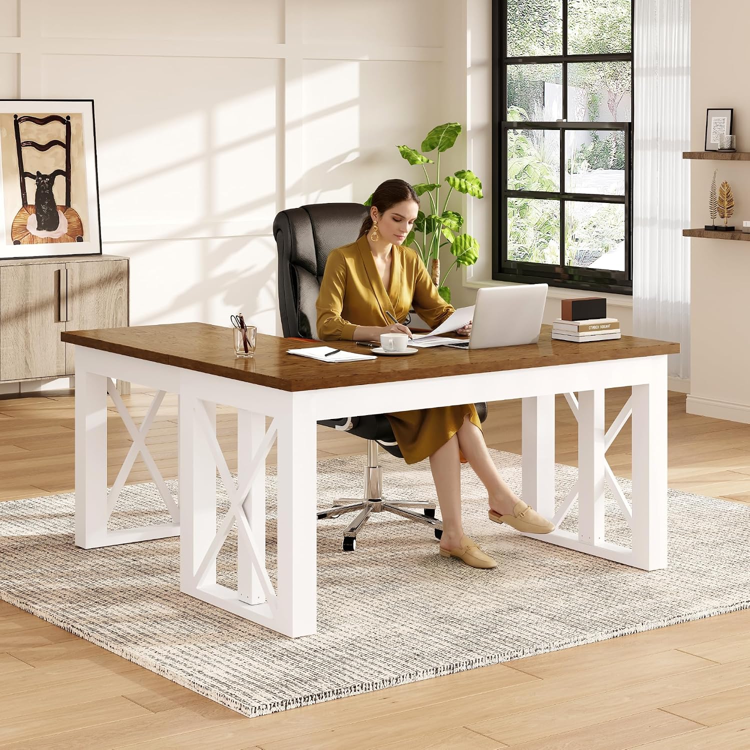 L Shaped Standing Desk with Dr - Setup Desk Monitor ulasan dan harga