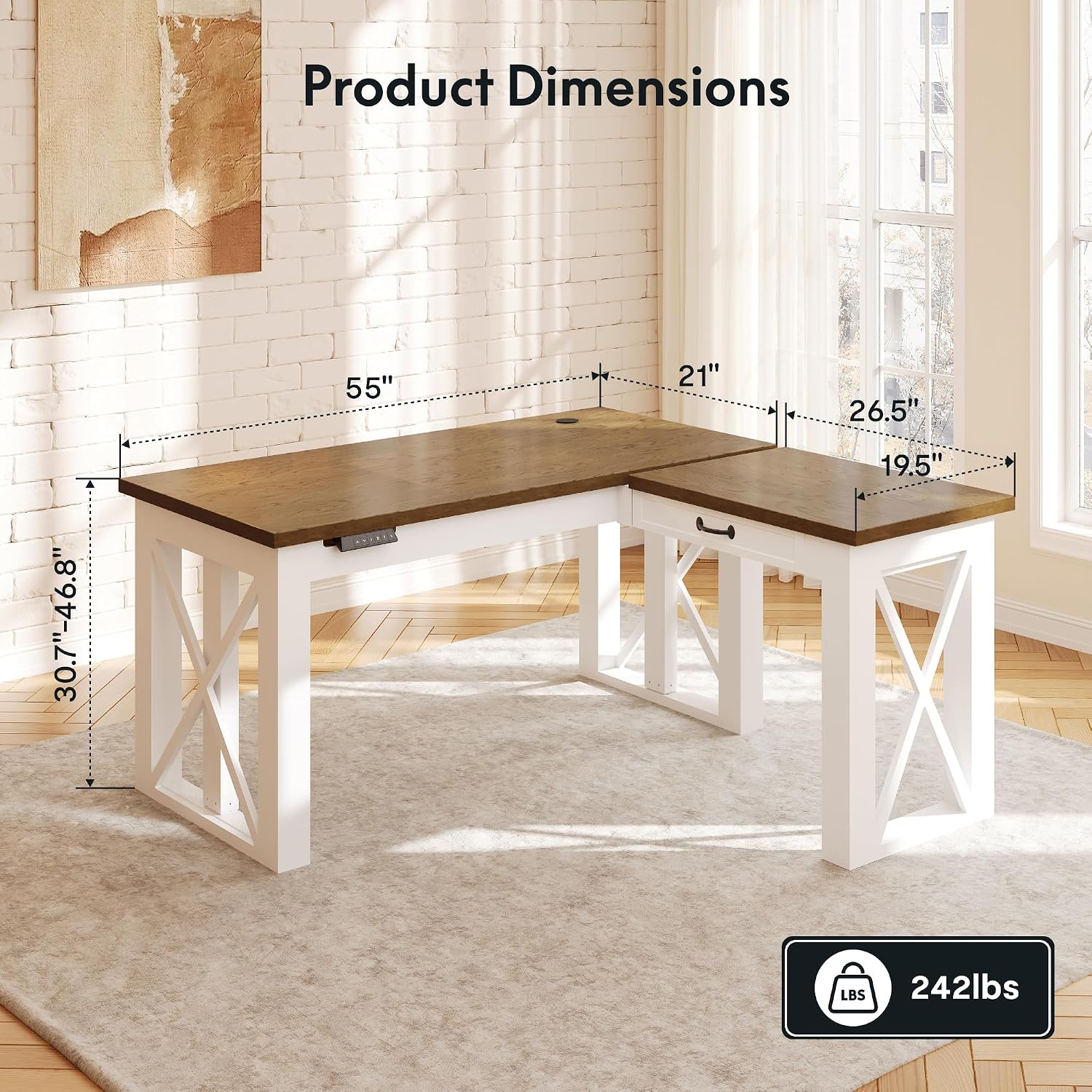 L Shaped Standing Desk with Dr - Setup Desk Monitor ulasan dan harga