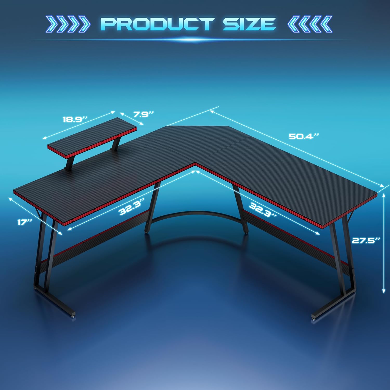 L-Shaped Adjustable Gaming Des - Setup Desk Monitor ulasan dan harga