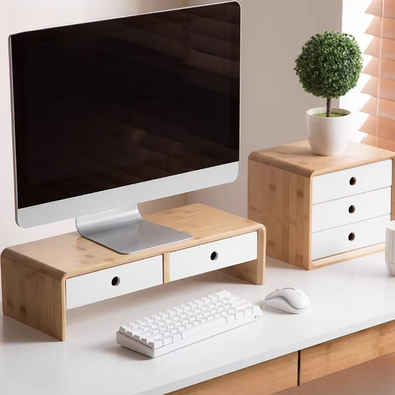 Bamboo Laptop Monitor Riser Ec - Desk Room Setup ulasan dan harga