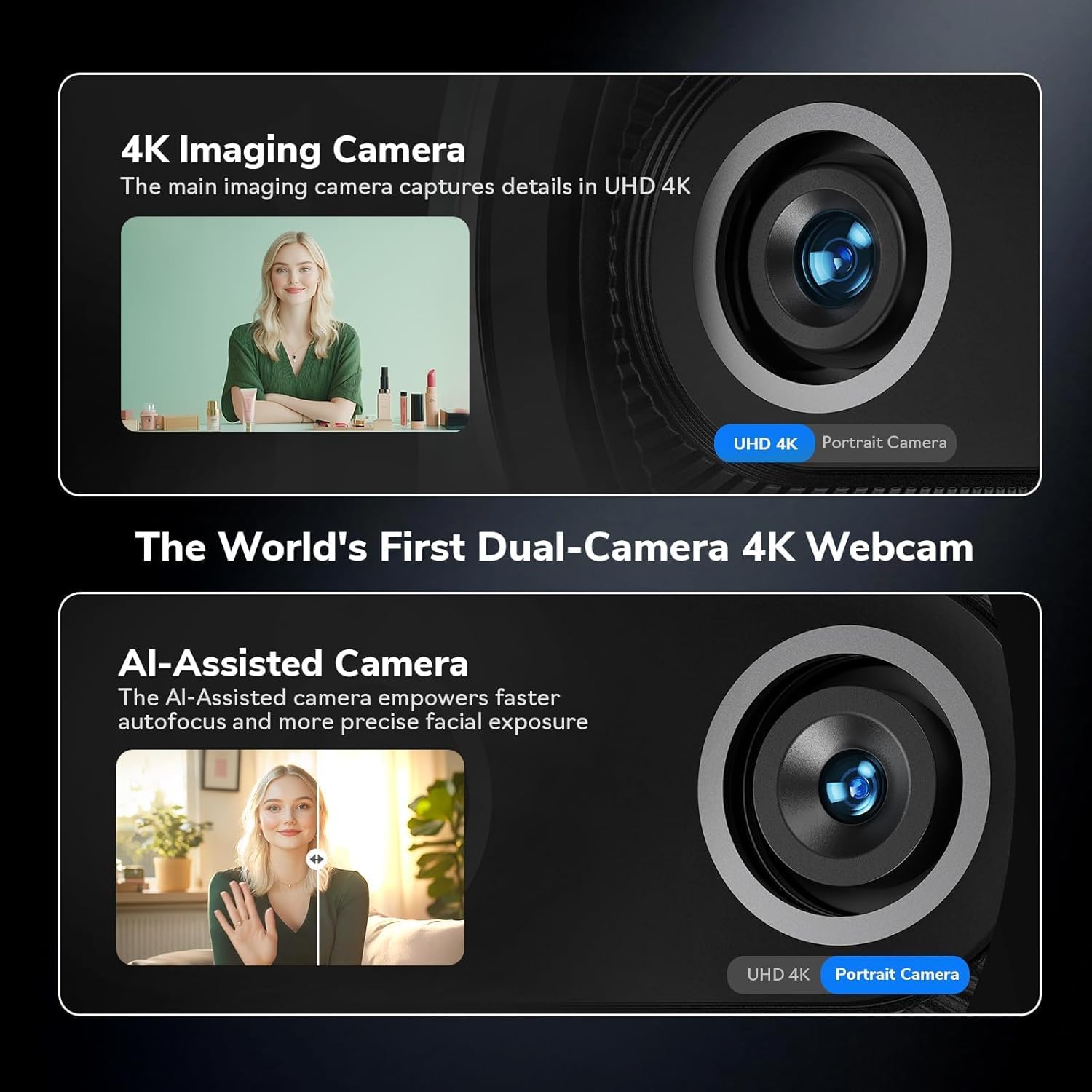 Webcam 4K EMEET Dual-Camera AI - Desk Setup Ai ulasan dan harga