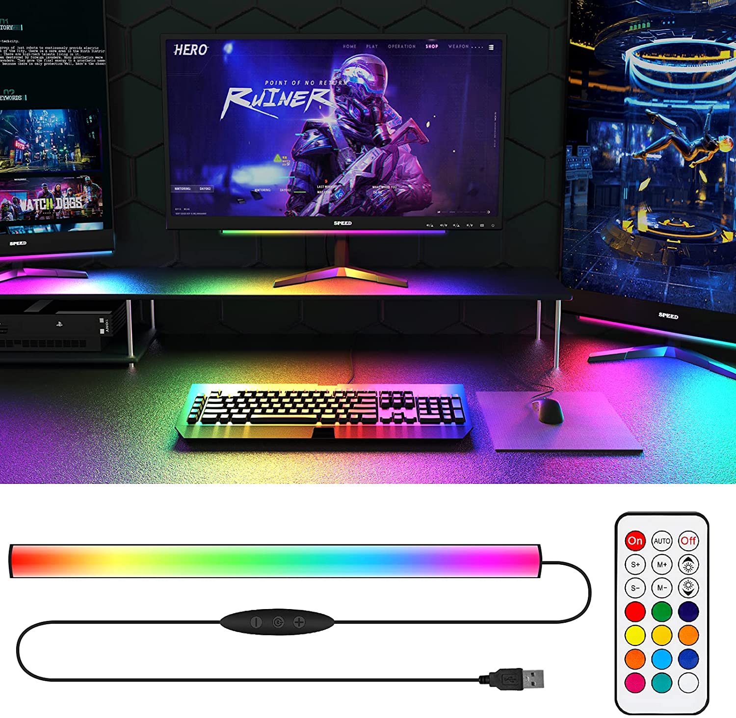 Under Monitor Light Bar RGB Dr - Desk Room Setup ulasan dan harga