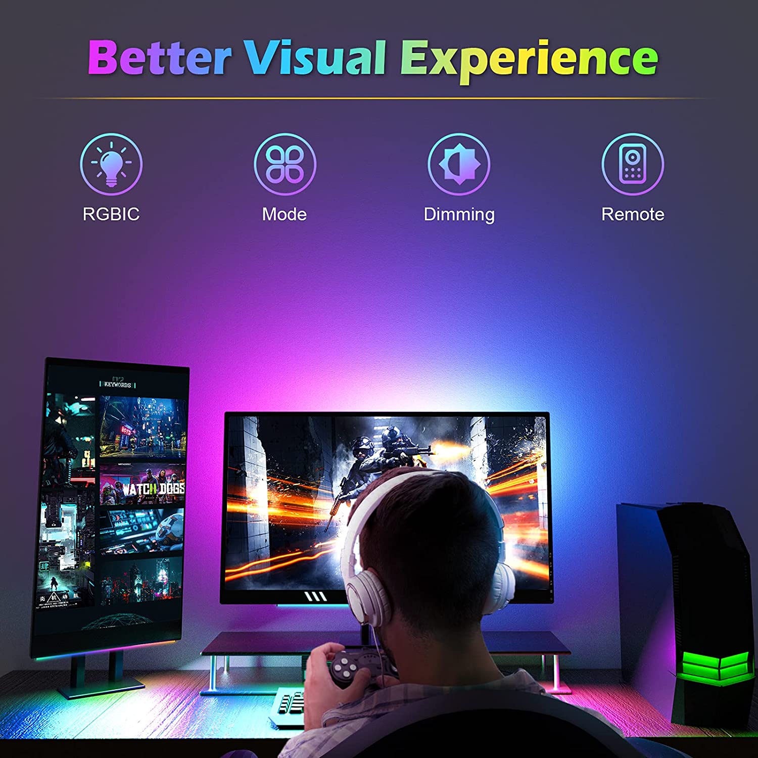 Under Monitor Light Bar RGB Dr - Desk Room Setup ulasan dan harga